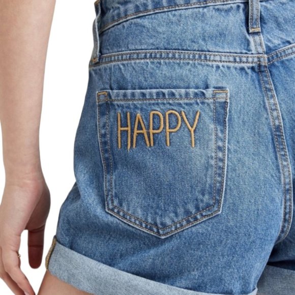 π«SOLD Wild Fable - Happy Embroidery Highest Rise Mom Shorts - Picture 3 of 13